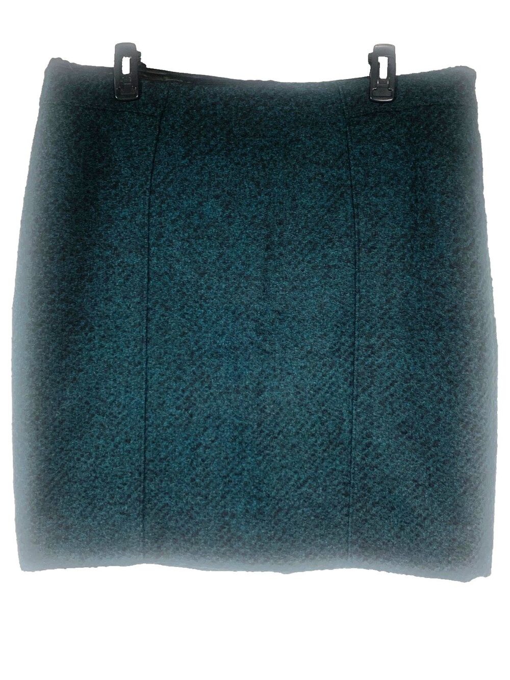 Banana Republic Green Black Textured Italian Flannel Tweed Straight Skirt 14